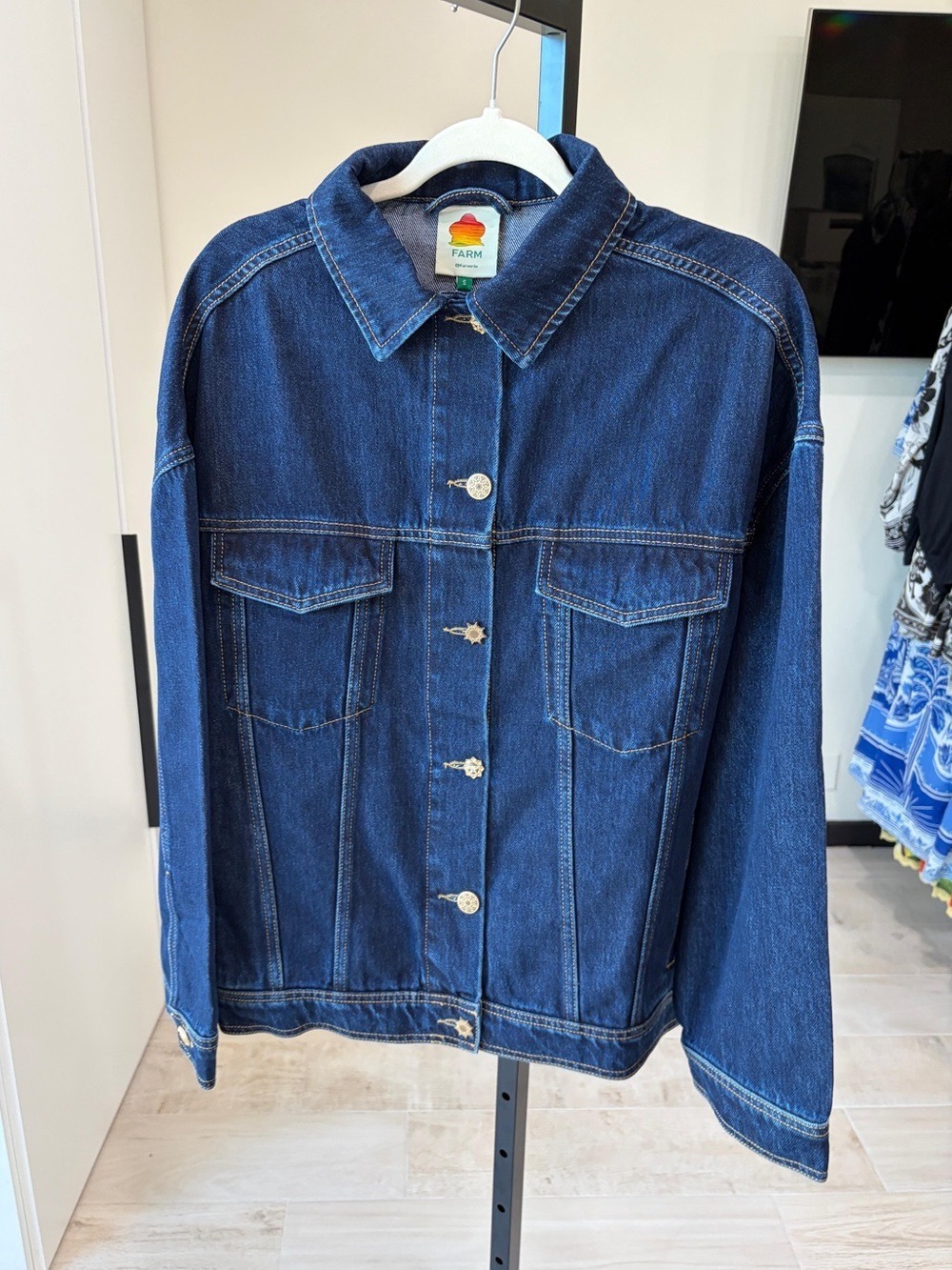 Farm Rio Dark Denim Buttoned Jacket - Picture 6 of 10